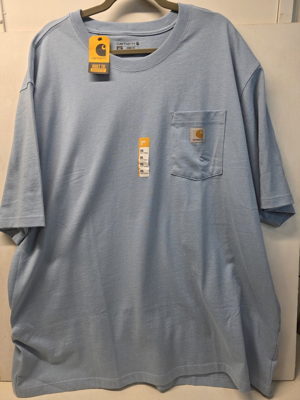 Carhartt K87 Men’s 2XL Loose Fit Pocket T-Shirt Light Blue NWT Workwear
